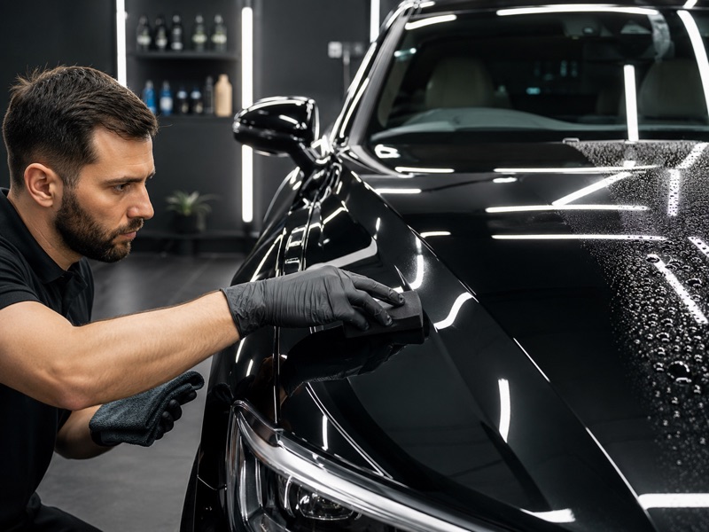 Water beading on ceramic coated paint